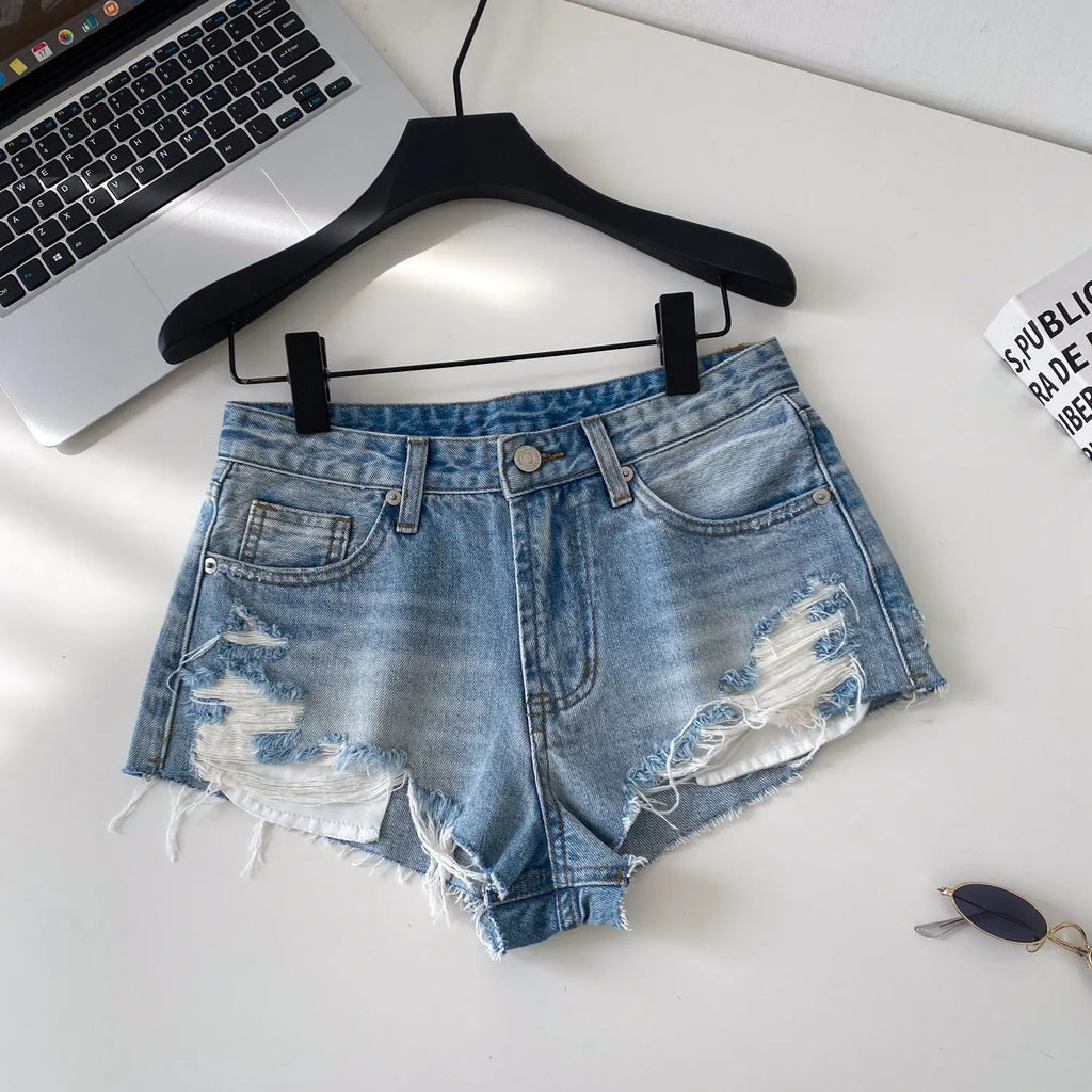 SINGREINY American Retro Camouflage Mini Shorts 2026 Ladies Hollow Out Slim Beach Pants Hot Girl Sexy Print Denim Shorts