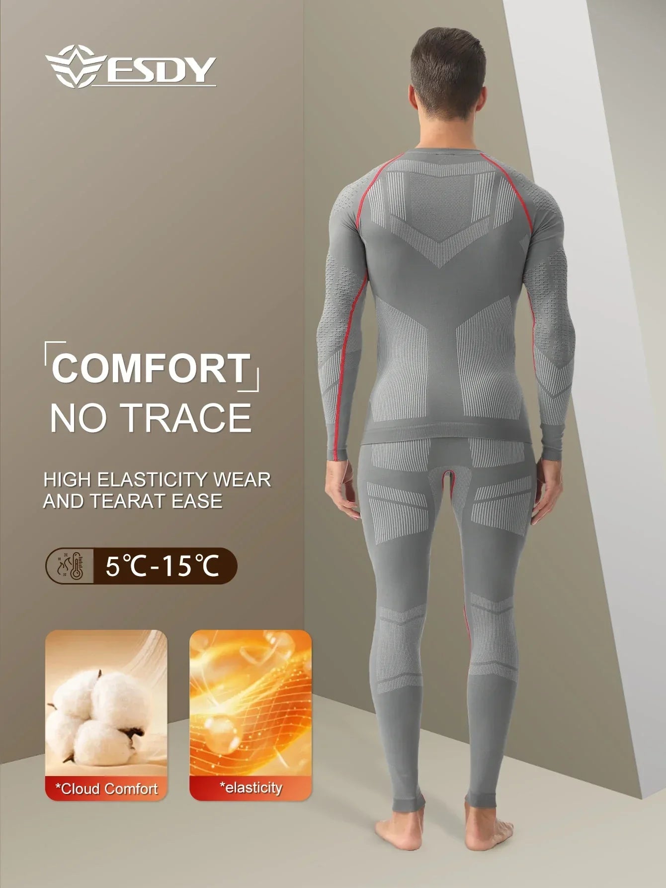 Men's Sports Compression Thermal Suit Winter Thermal Compression Long-Sleeve Long Pants Breathable High-Elastic Cold-Proof Sports Suit Winter Outdoor Sports Climbing Fishing