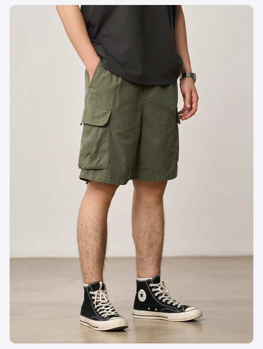 SIMWOOD 2026 Summer New Oversize 215gsm Tencel Lyocell Blend Fabric Cargo Shorts Men Fashion Outdoor Wear