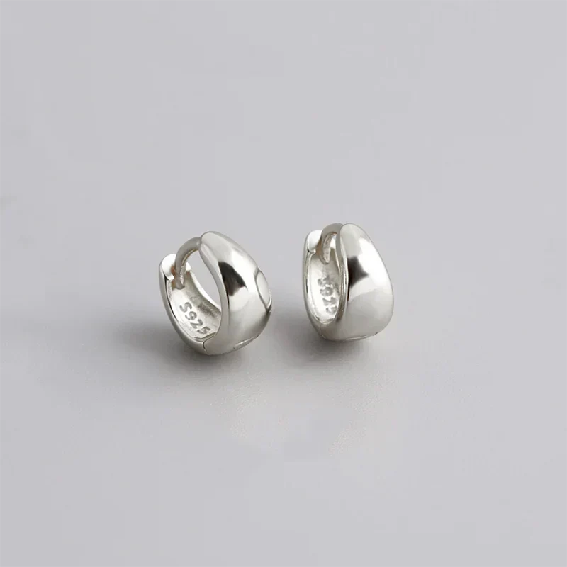 925 Sterling Silver Premium Matte Minimalism Unisex Huggies Ear Hoops Earrings for Women Gothic Piercing Men's Jewelry