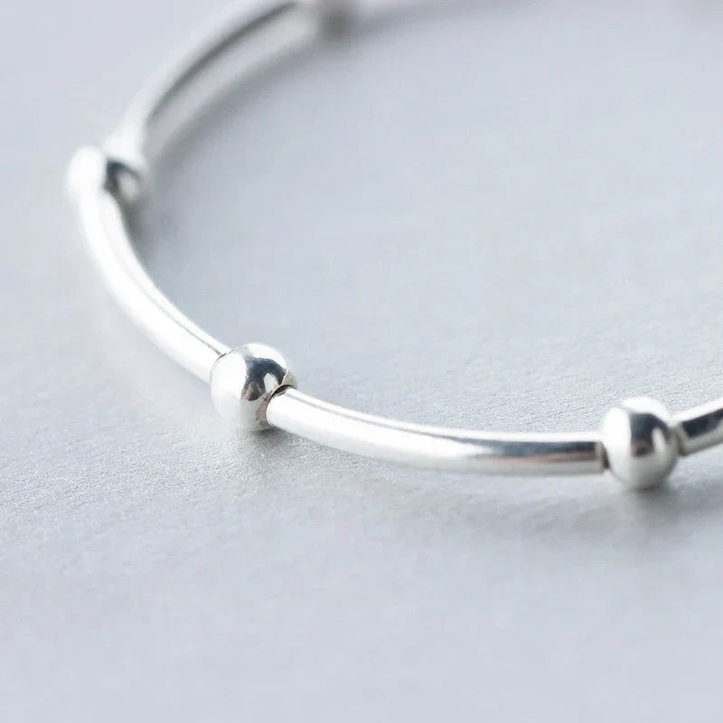 925 Sterling Silver Beads Fashion For Women Adjustable Silver Bracelets Bangles for Women Sterling Silver Fine  Jewelry
