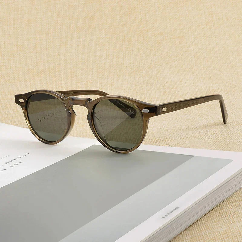 Gregory Peck Vintage Polarized Sun Glasses OV5186 Clear Frame Sunglasses Brand Designer Men Women OV 5186 Gafas Oculos with case