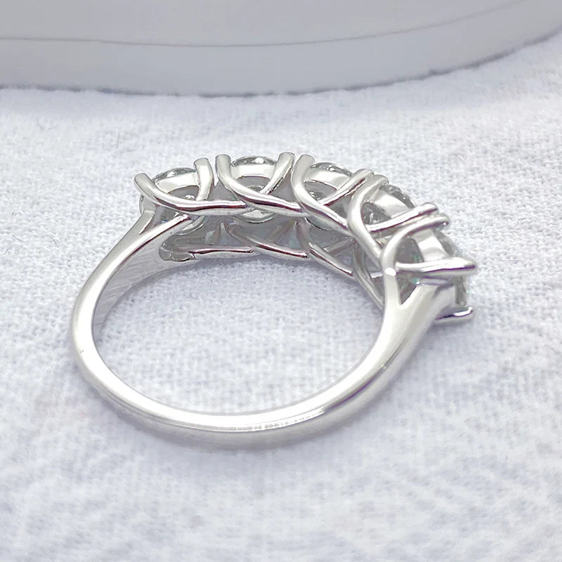 5mm 6.5mm Full Moissanite Ring for Women S925 Sterling Silver Eternity Sparkling Diamond Band Wedding Rings Jewelry