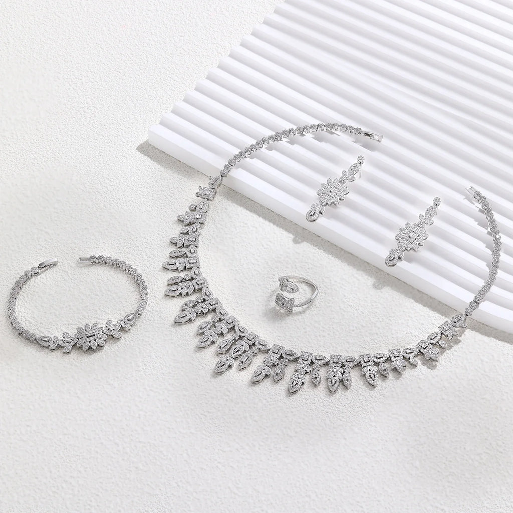 2023 New 4-piece Bride Wedding Jewelry Set Women's Necklace Set Jewelry Elegant Women's Necklace Oxidized Jewelry