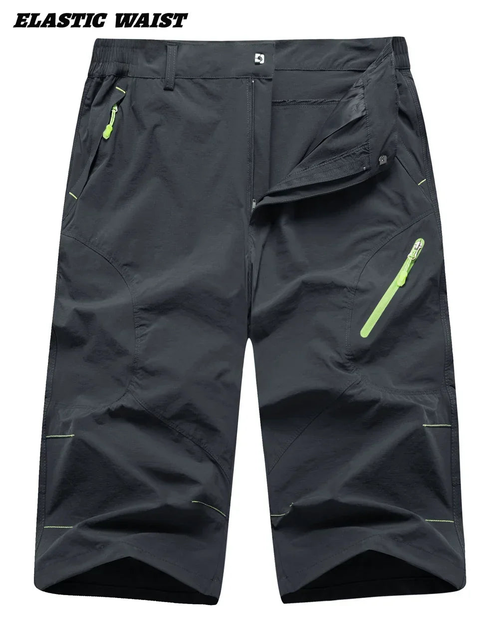 Below Knee Length Summer Waterproof Shorts Mens Quick Drying 3/4 Capri Pants Hiking Walking Sports Outdoor Nylon Shorts