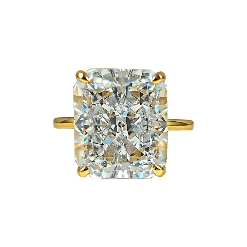Ring 925 Silver Sparkling 12ct Redion Crushed Ice Cutting Cultivate High Carbon Diamond Simple Style European and American