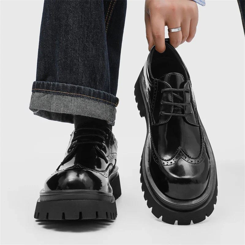 Brand Man Shoes Formal Green Glossy Leather Shoes for Men Lace Up Oxfords for Male Wedding Party Office Business Casual Shoe Men