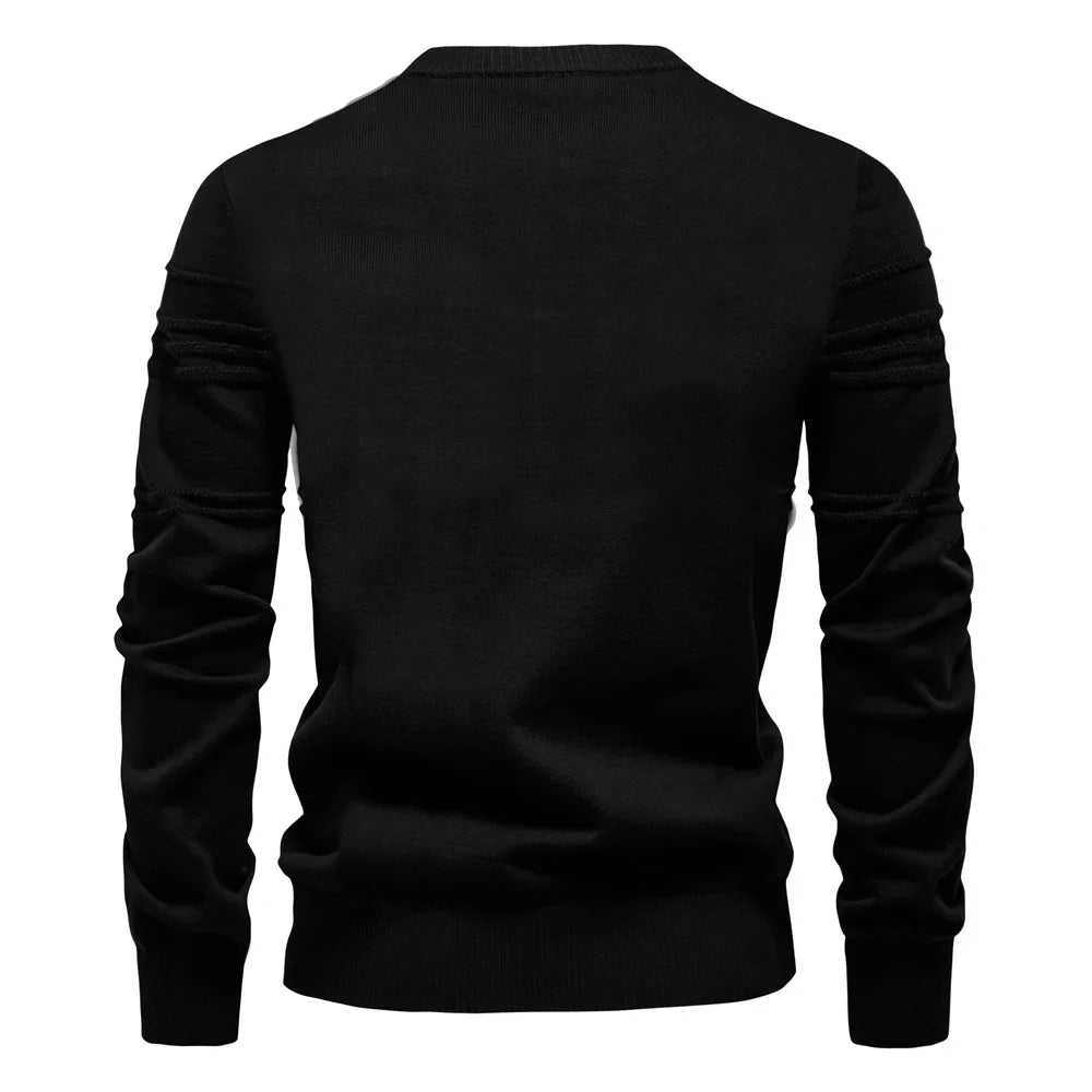 Mens Crewneck Pullover Sweater Knitted Cotton Stripped Quality Autumn Winter Warm Sweaters for Men