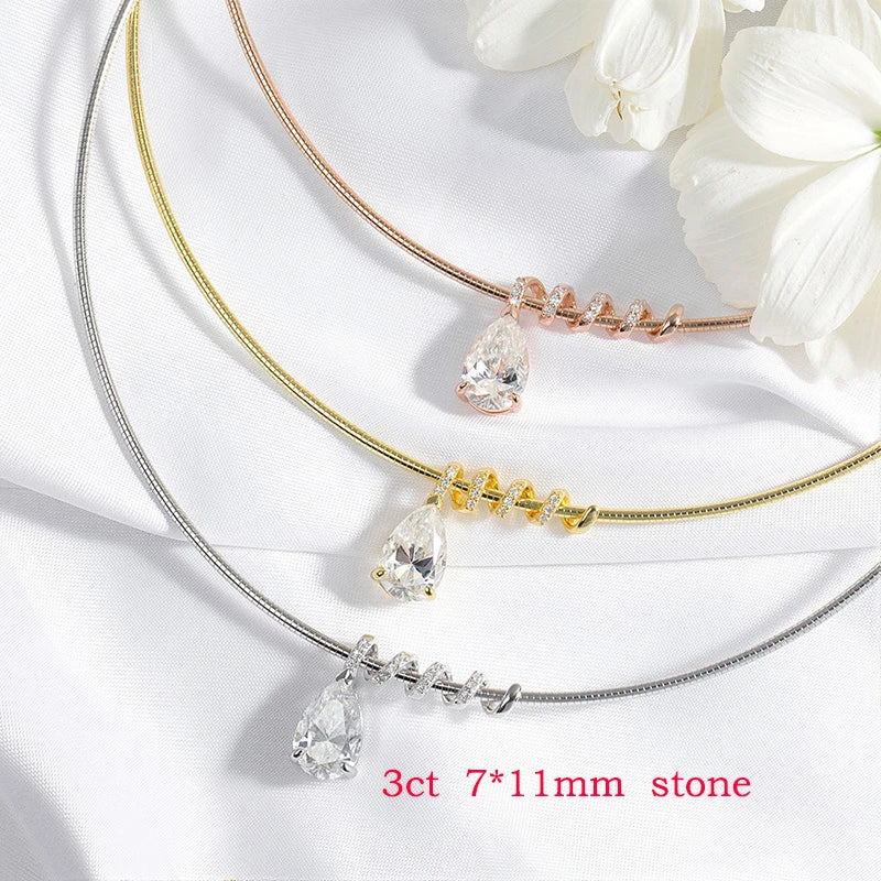 3CT 5CT All Moissanite Necklace for Women DIY Pendant Lab Diamond Couple Gifts 100% Real 925 Sterling Silver Jewelry