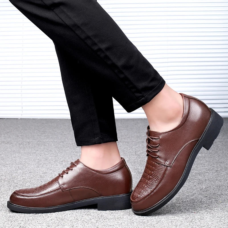 Luxury Brand Men Casual Flats Genuine Leather Business Oxford Shoes Antiskid Gentleman Shoes Crocodile Pattern Formal Dress Shoe