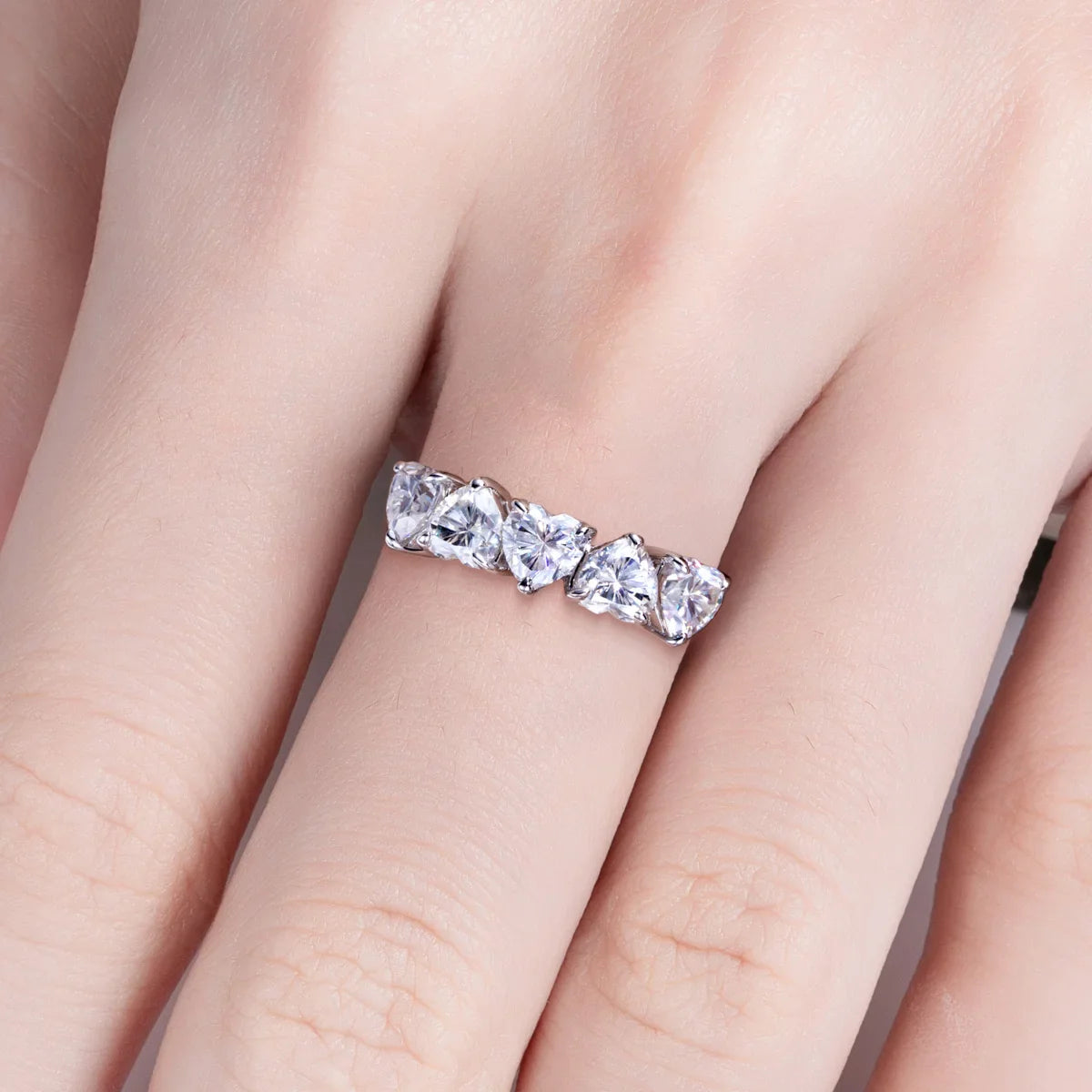 2.5cttw Heart Moissanite Wedding Band Ring 925 Sterling Silver 18K Gold Plated Promise Band Rings for Women Jewelry