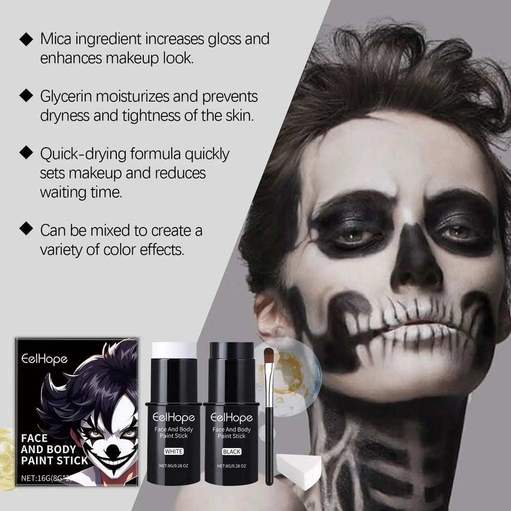Halloween Face Paint Sticks Kit Vibrant Costume Makeup Set for Kids Adults Washable Cream-Based Face Paint for Body Art