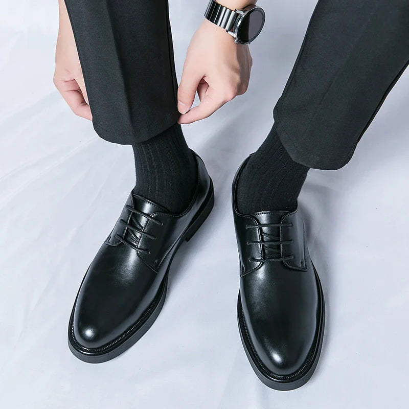 Trend Lace Up Shoes Wedding Dress Footwear Leisure Walk Office Flats New Business Formal Mens Oxford Shoes Leather Casual Shoes