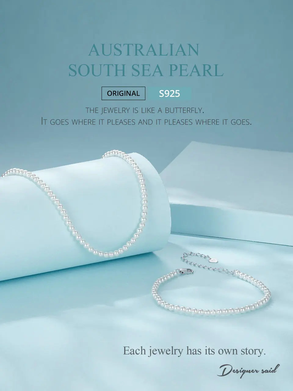 Pearl Necklace for Women Shell Pearl Beaded Necklace, 925 Sterling Silver Australian South Sea Pearl Necklace Jewelry