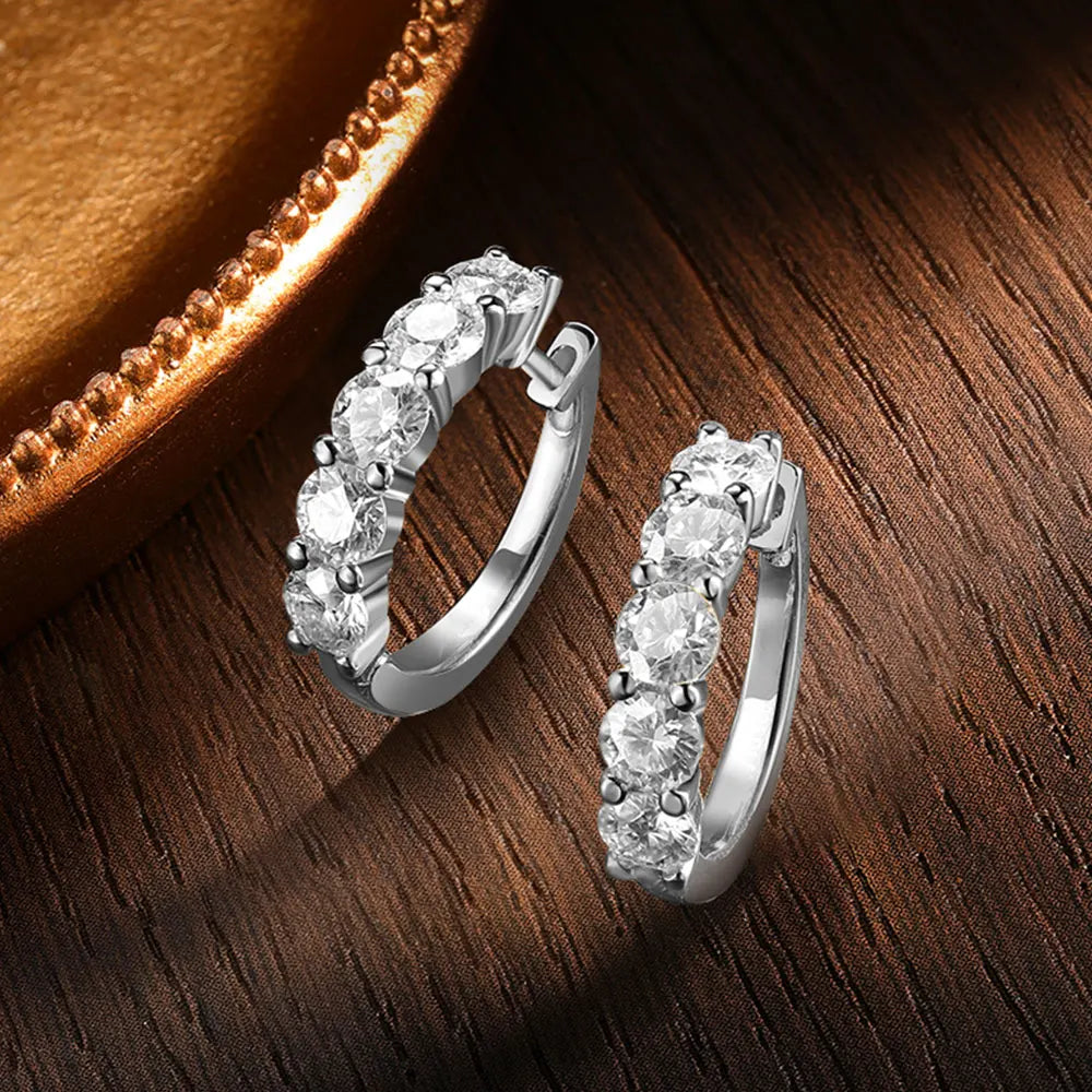 D Color Moissanite Loop Earring 925 Sterling Sliver Plated with 18k White Gold Earring for Women Sparkling Fine Jewelry