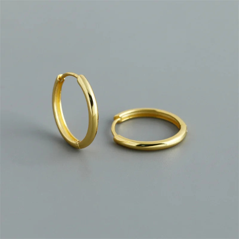 925 Sterling Silver Simple Matte Bohemian Round Ear Buckle for Women Punk Unisex Rock Hoop Earring Jewelry Accessories