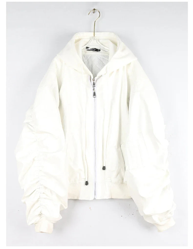 Autumn Winter Cool Handsome Oversized Brown Thickened Warm Leather Jacket Men with Hood Fake 2 Piece European Clothes