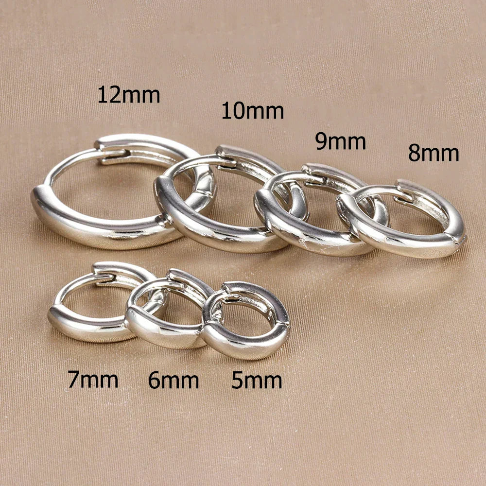 2PCS Stainless Steel Minimal Crystal Zirconia Hoop Earrings Gold Silver Color Small Huggie Cartilage Earring Piercing Jewelry