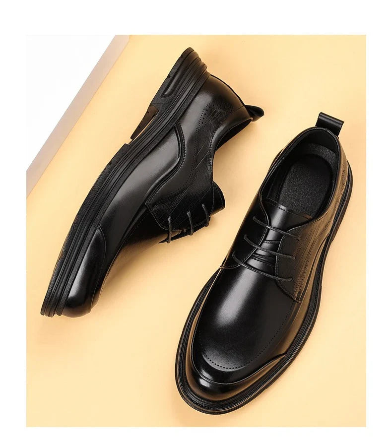 British Retro Formal Leather Shoes for Men Autumn New Designer Platform Dress Shoes Male Fashion Lace Commuter Office Shoe Man