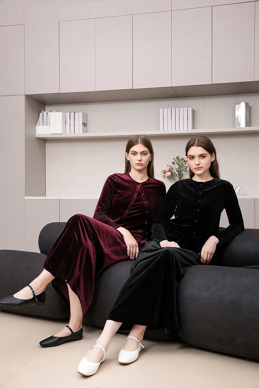 2025 Autumn and Winter Women Velvet Cardigan and Strap Dress Elegant Lady Clothes Ribbed Modal Shirt Customized Three Colors