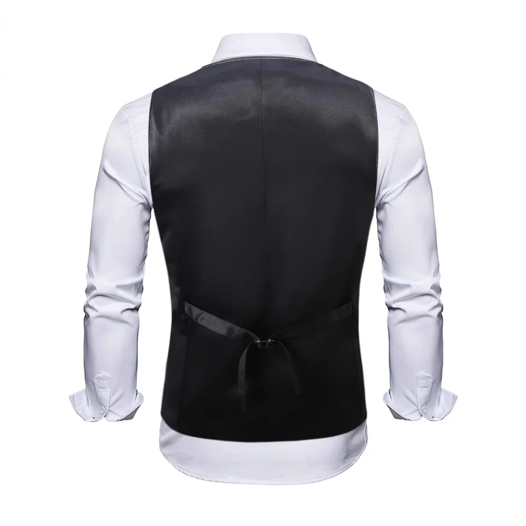 2026 New Black Men's Shiny Sequin Suit Collar Sleeveless Vest, Wedding/Party/Stage Performance, Gold or Silver Optional
