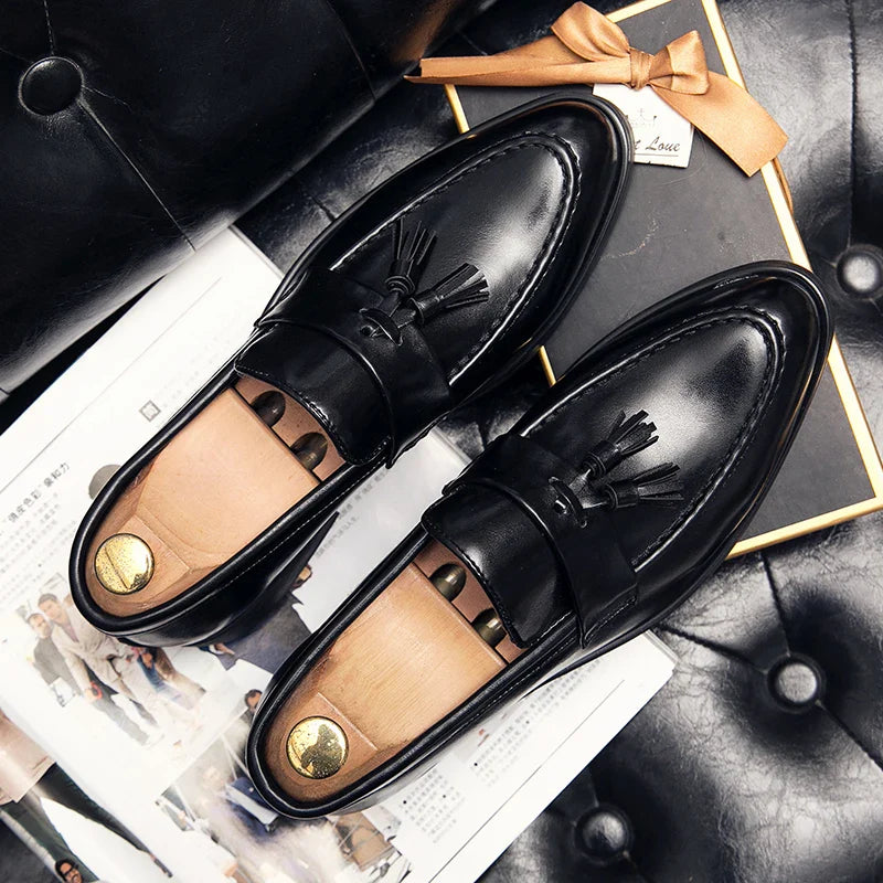 Men’s Tassel Loafers – Slip-On Dress Shoes, Black/Brown, Leather, EU 40–48