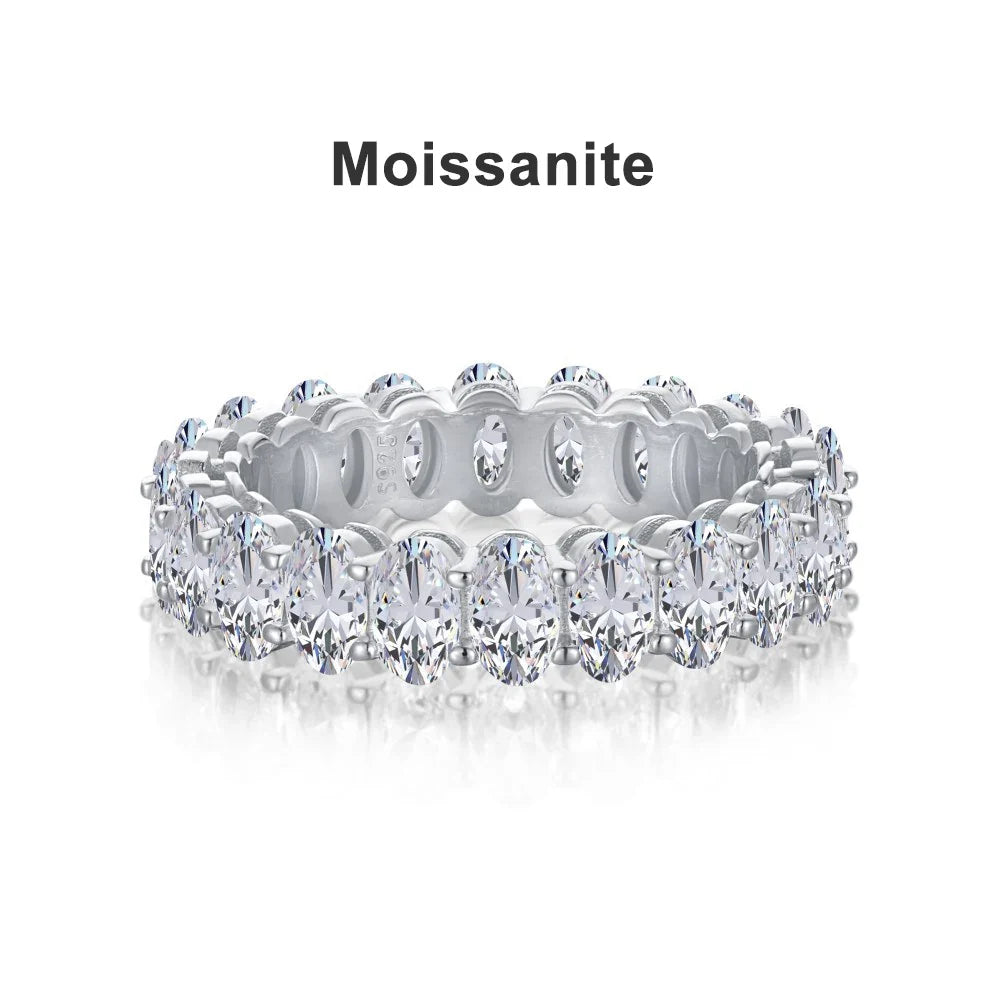 D VVS1 3*5mm Oval Moissanite Rings for Women Men Engagement Wedding Eternity Bands with GRA s925 Sliver Plated 18k Ring