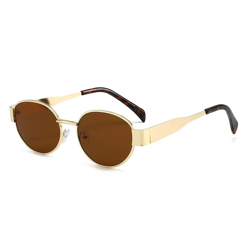 2026 Trendy Oval Sunglasses for Women Luxury Brand Designer Metal Frame Sun Glasses Ladies Classic Vintage Round Shades Unisex