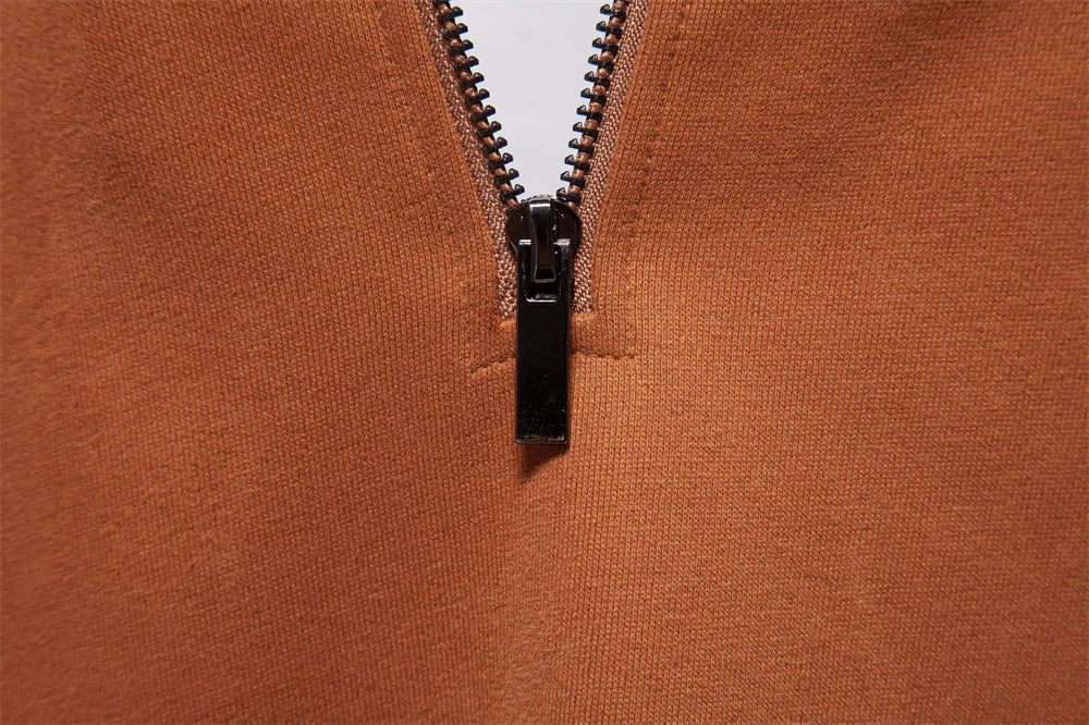 Mens Mock Neck Quarter Zip Sweatshirts Patchwork  Fashion Pullover Cotton-blend Sweatshirt for Men