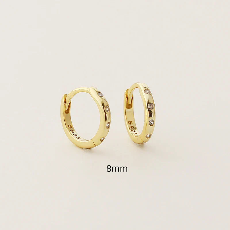 925 Sterling Silver Fashion Simple Piercing Ear Closure Statement Stacked Ear Hoop Earrings for Women Huggies Jewelry