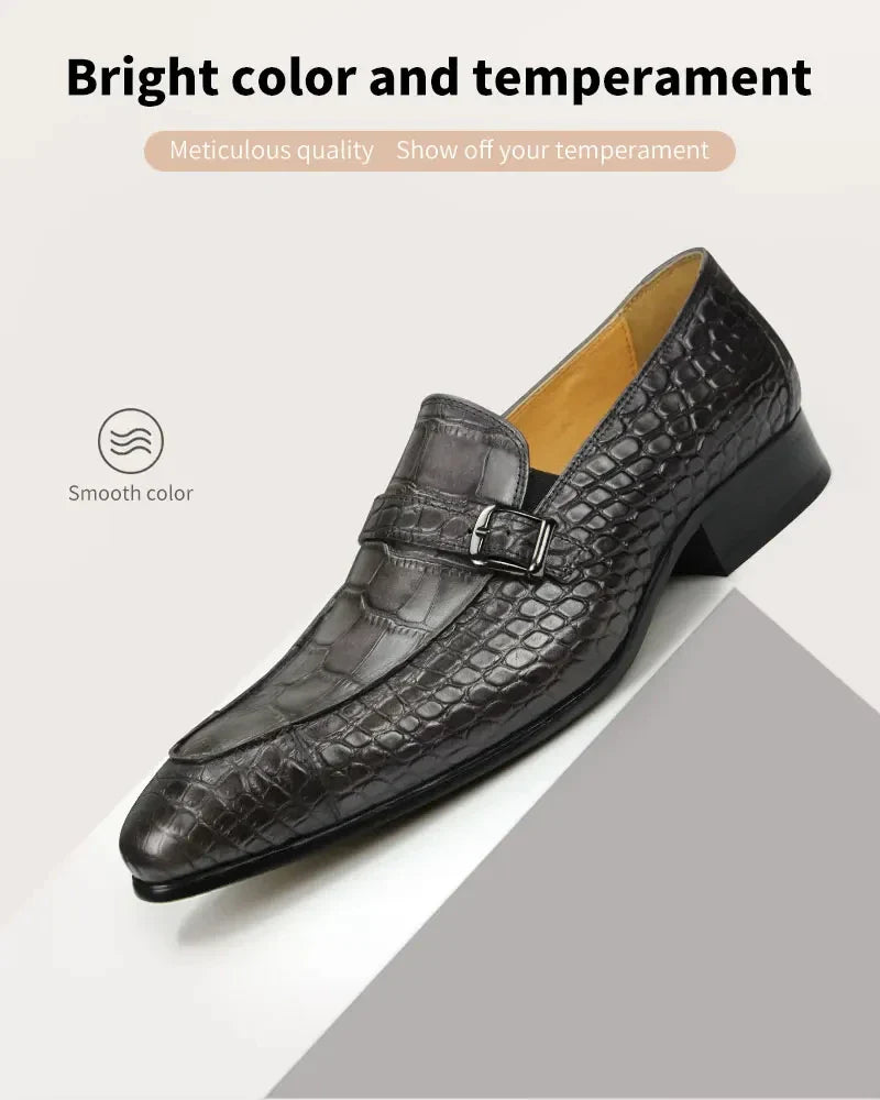 Luxury Genuine Leather Shoe Printing Mens Loafers Handmade High Quality Business Formal Office Casual Shoes Zapatos De Hombre