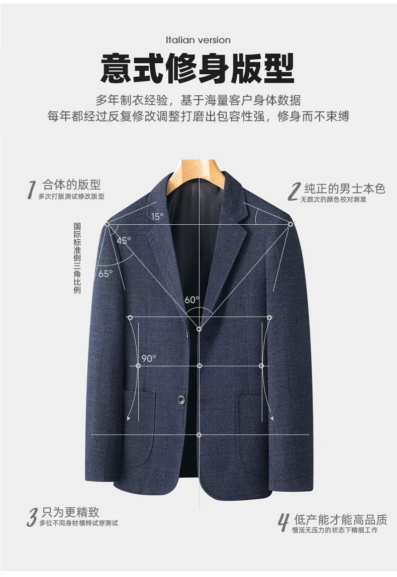 New Men's Blazer Fashion Middle-aged Business Casual Professional Wear Casual Loose British Style Sub-trend Four Seasons Suit