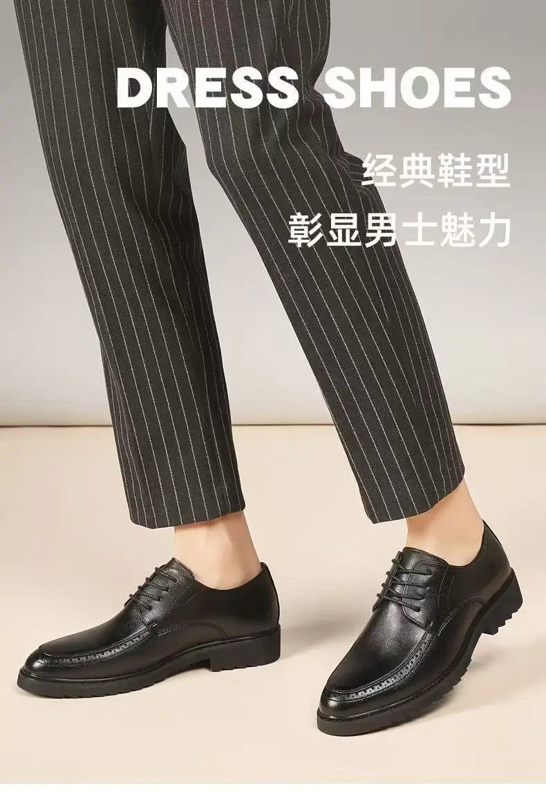 New Lace Designer Black Dress Shoes for Men Spring Autumn Fashion Business Casual Shoes Male Soft Sole Retro Leather Shoe Man