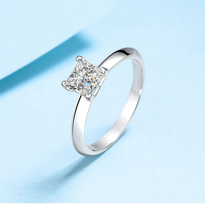 1ct 2ct Princess Cut Moissanite Lab Diamond Ring For Women 925 Sterling Silver Pass Diamond Test Bands Party Wedding Rings