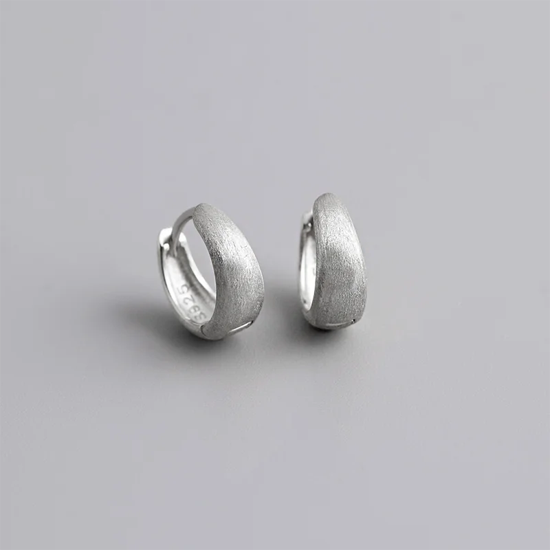 925 Sterling Silver Premium Matte Minimalism Unisex Huggies Ear Hoops Earrings for Women Gothic Piercing Men's Jewelry