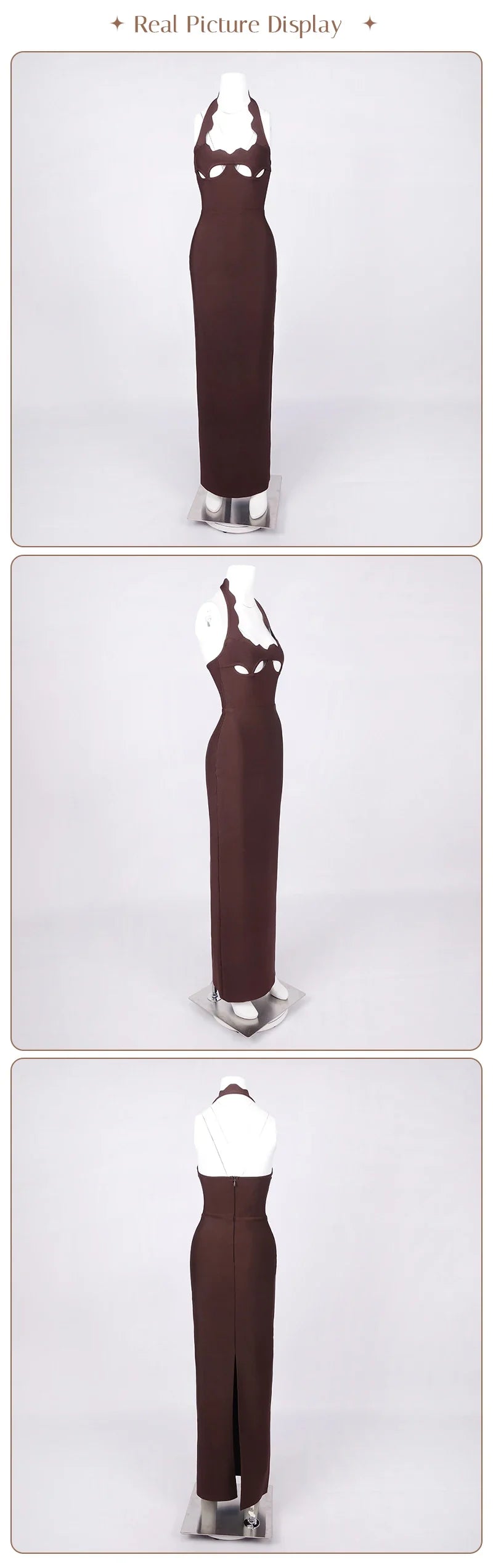 VC Black Halter Elegant Dress For Women 2025 New Summer Evening Party Celebrity Bodycon Long Dress Red Brown Prom Vestido
