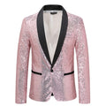 2026 Men's Suit Jacket, Shiny Sequin Stage Performance Coat, White Silver Blue Red Purple Blazers V-neck Single Button