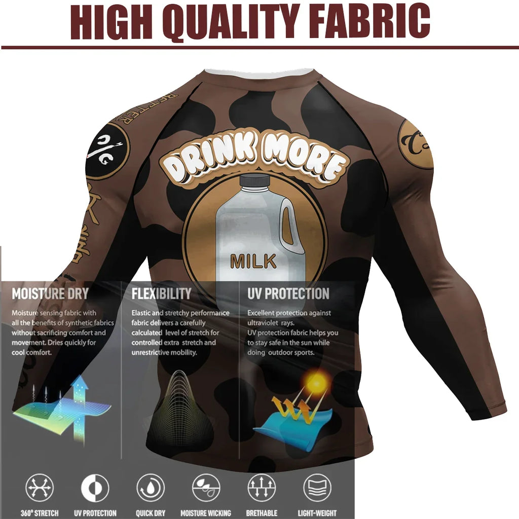 Polyester Sublimation High Elastic Bjj Rash Guard No Gi MMA  Jiu Jitsu Fighting Grappling Compression Shirt OEM Gym Fitness Tops