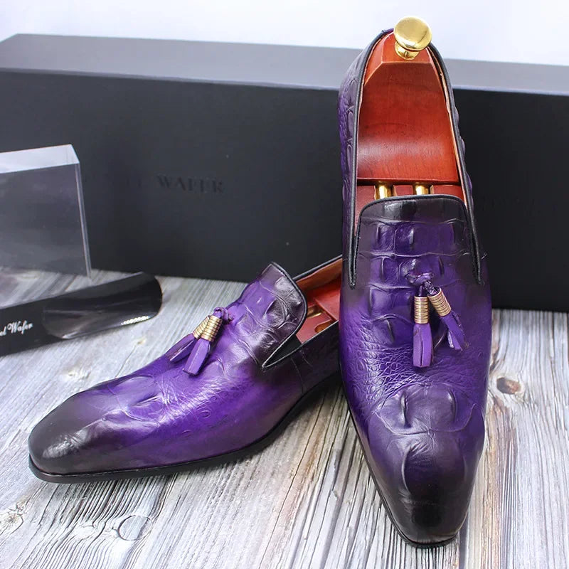 Trendy Barber Shop Pointed Toe Casual Leather Shoes Men's British Retro Lazy Business Bean Bean Shoes Men's Formal Shoes