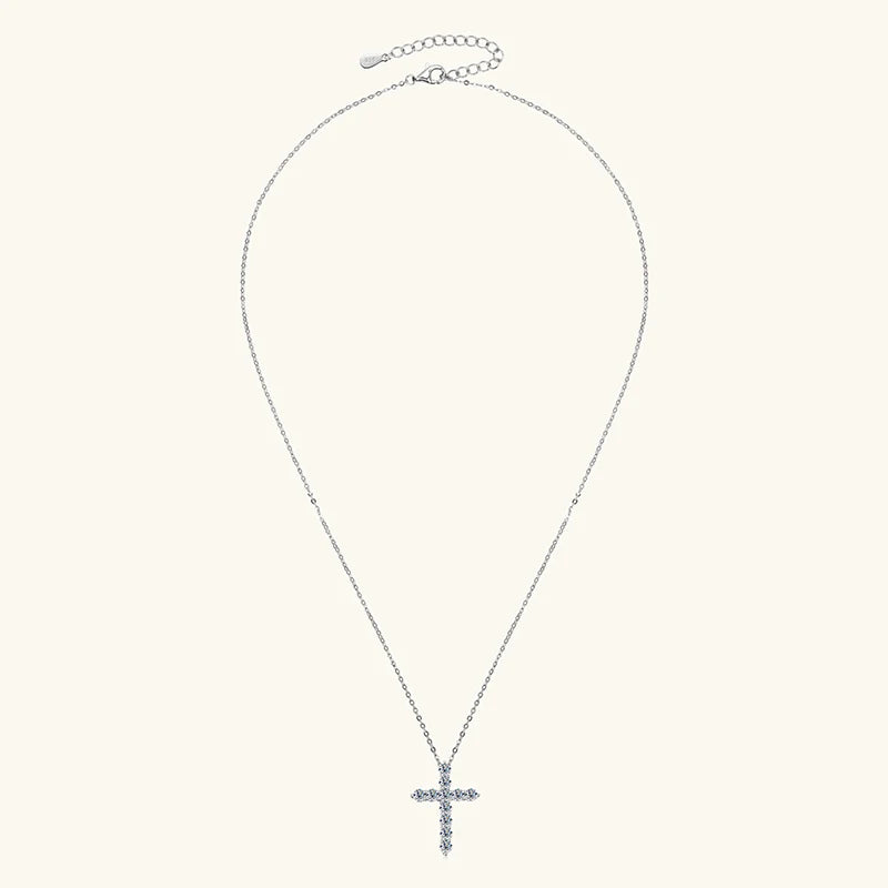 Certified Moissanite Cross Pendant Necklace Original S925 Sliver O-Chain Plated 14k Gold Necklaces for Women Fine Jewelry