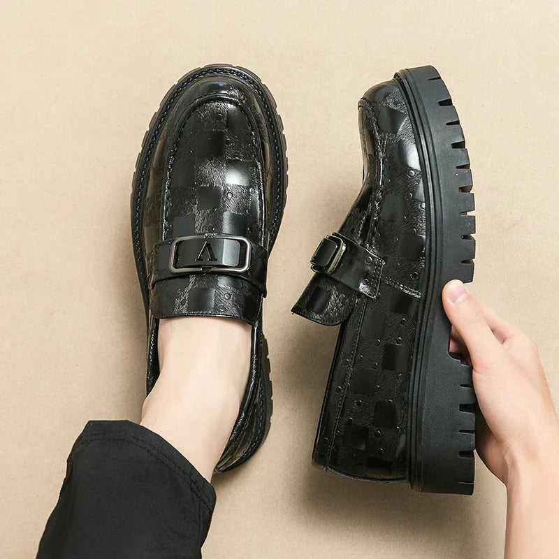 New Platform Men's Casual Shoes Comfortable Fashion Luxury Loafers Men's Leather Shoes Heightening Loafers Beans Driving Shoes