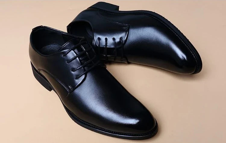 Business Formal Men's Pointed Toe Loafers with Invisible Heel Lift Korean Style Versatile Wedding Shoes for Youth Trendy Design