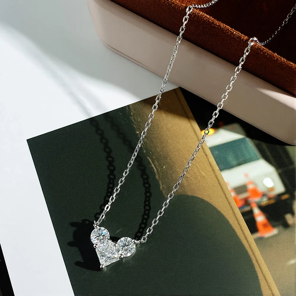 Moissanite Pendant Necklaces for Women 1 - 1.8ct D VVS1 Lab Diamond with Certificates s925 Silver Chain Dainty Necklace