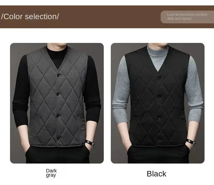 Autumn Winter waistcoat Men Lamb Fleece Coat Vest Button Cardigans Thicken Warm Solid V-Neck Casual Plaid Jackets
