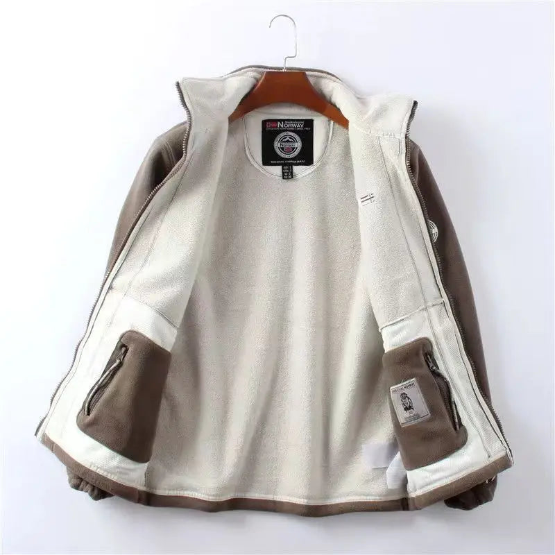 Spring Autumn Men's Outdoor Leisure Fishing Windproof Warm Cashmere Jacket Comfortable Fashionable Windproof Breathable Top