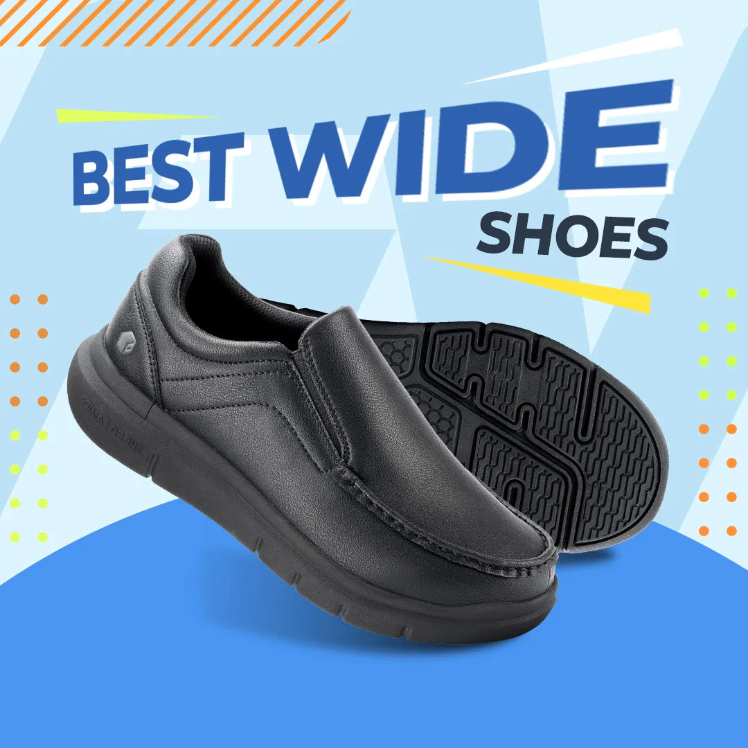 Men'S Slip-On Casual Shoes Leather Shoe Wide Width 2E Lightweight For Swollen Feet With Arch Support Pain Relief