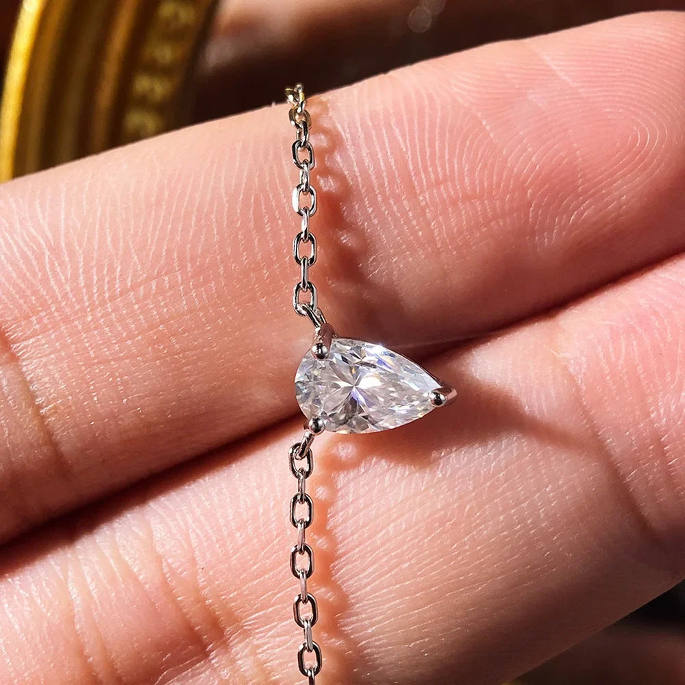 3ct Pear Cut Moissanite Pendant Necklaces for Women Shining Diamond with Certificates s925 Silver Chain Dainty Necklace
