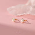Korea Exquisite Vintage Zircon Pearl Bow Sweet Stud Earrings for Women 925 Sterling Silver Jewelry