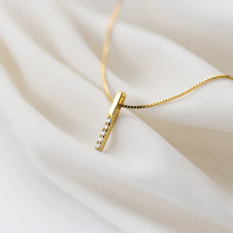 Twinkling Zircon Geometric Rectangle 925 Sterling Silver Pendant for Women Adjustable Necklace Korea Style Fine Jewelry
