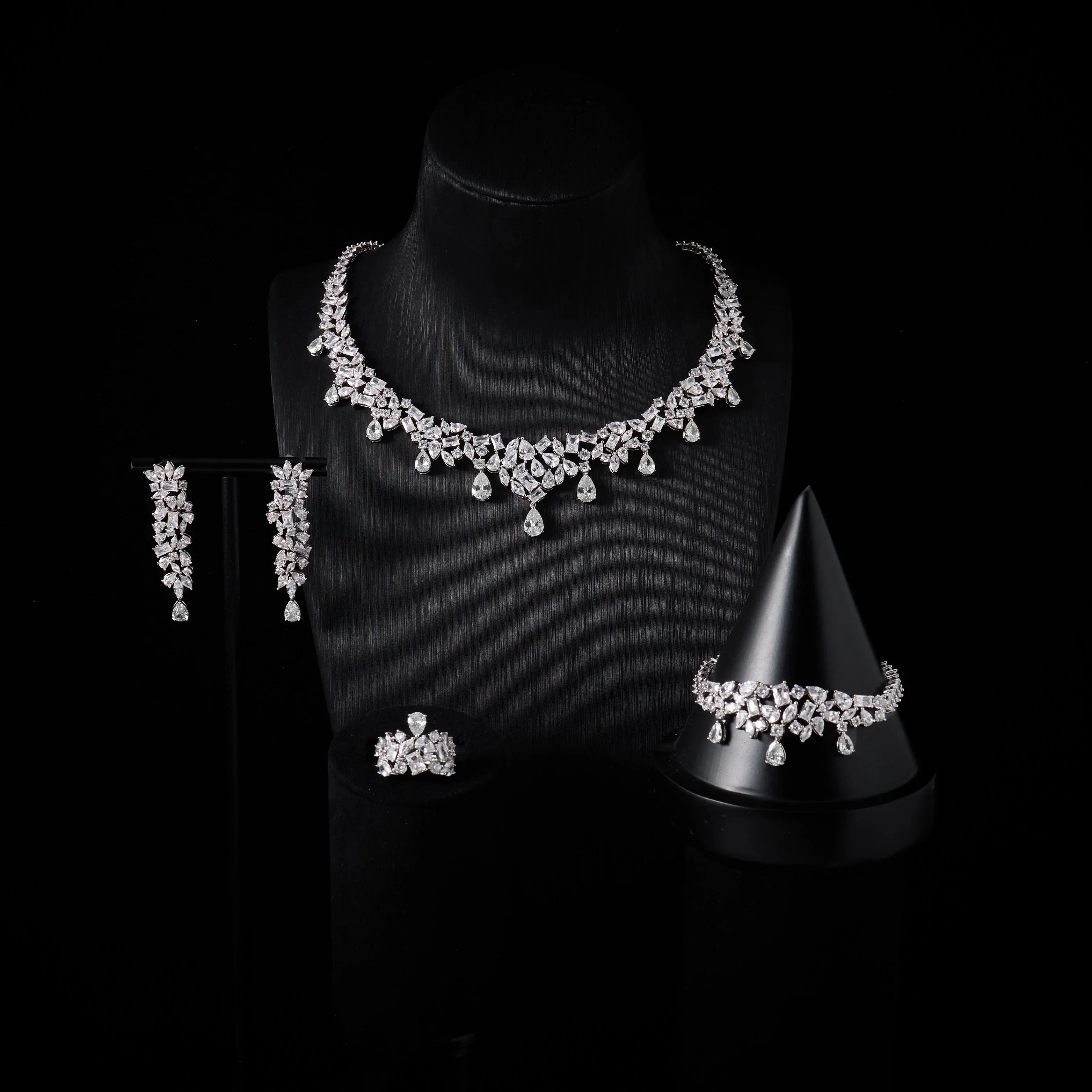 00073 Bridal Cubic Zirconia Necklace Set for Women Dubai Jewelry Sets  Wedding Jewelry Wedding & Engagement Accessories